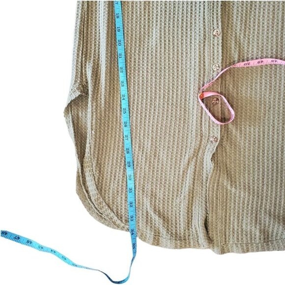 Hem & Thread Soft Cozy Olive Green Waffle Knit Oversized Cardigan Small-Large - Picture 8 of 10